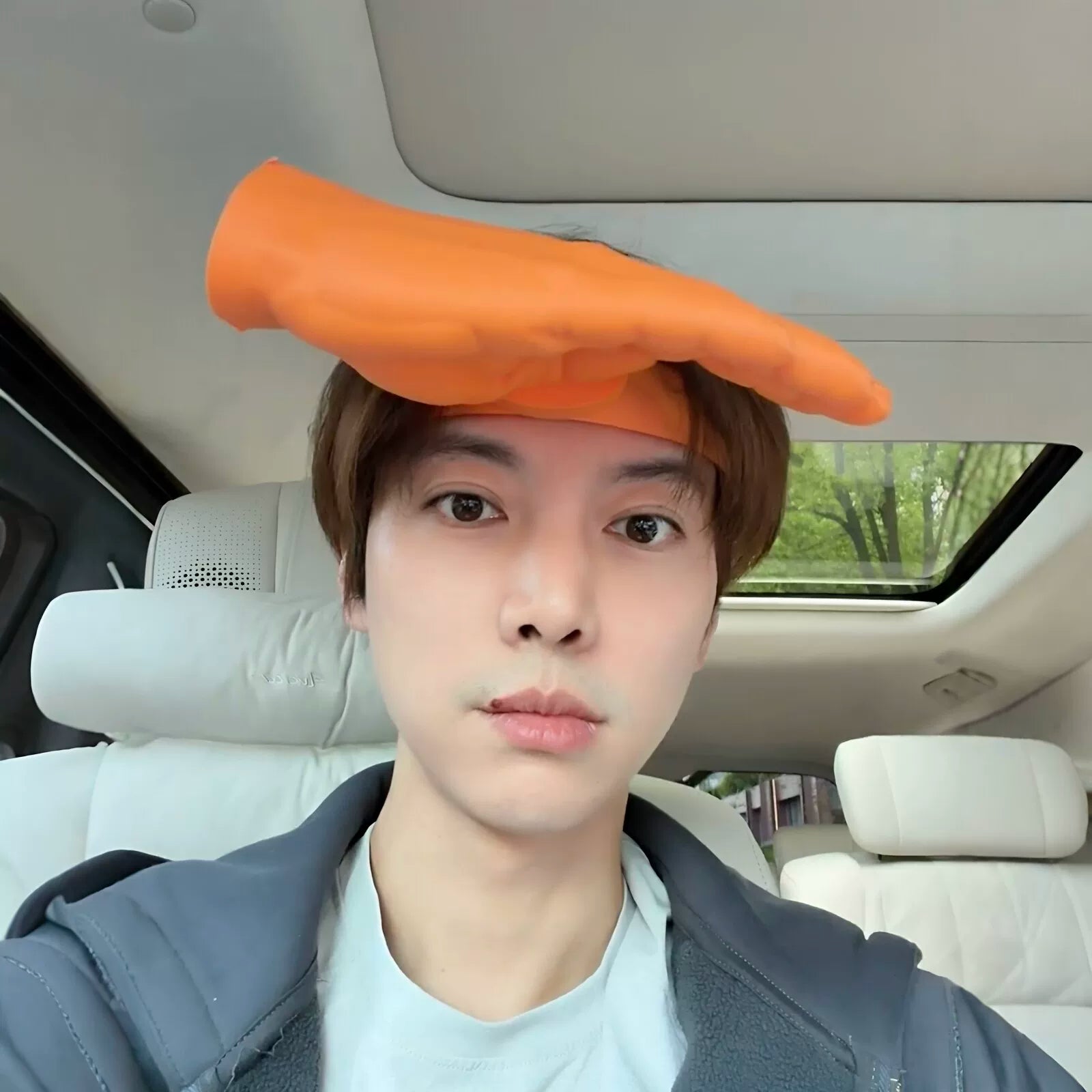 Funny abstract sun hat - uv protection, creative 3d printed palm headband, photo prop sinclub5006