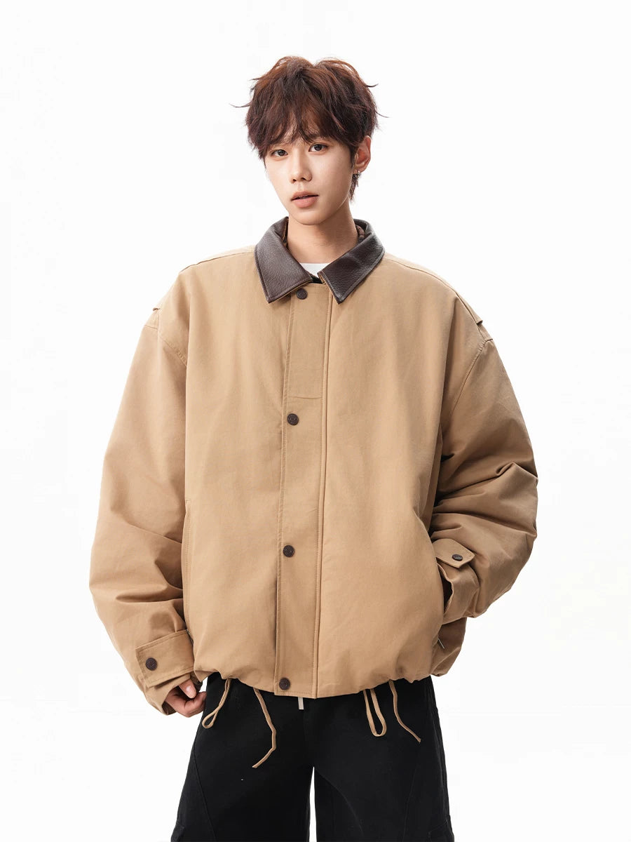 Retro barn style lapel workwear cotton jacket SIN024
