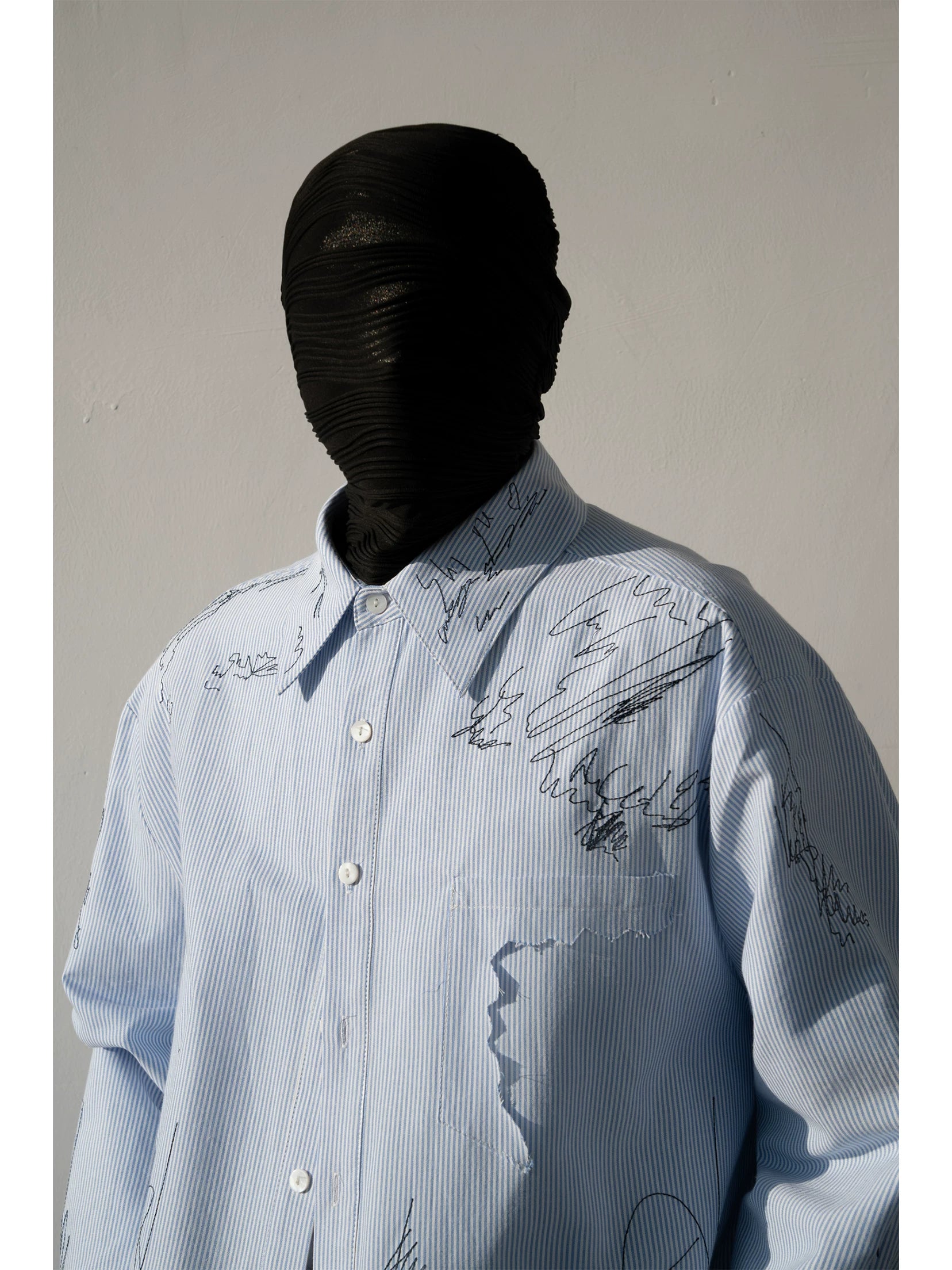 High-end embroidered spring/summer original design: artistic, oversized striped shirt for men sinclub6150
