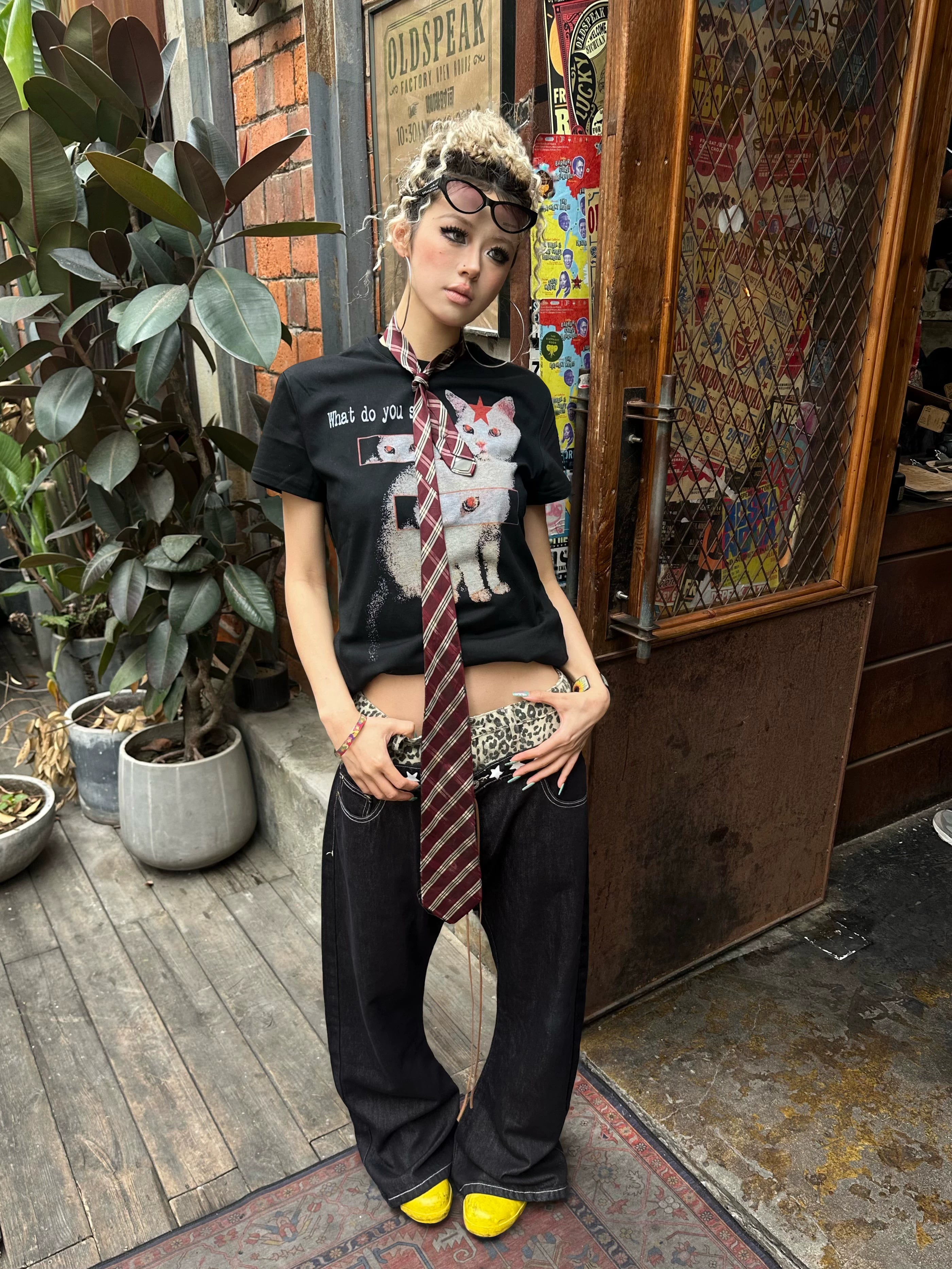 Original niche style double waist raw cow scimitar jeans men's spring & fall stacked sense of design makes women taller sinclub6028