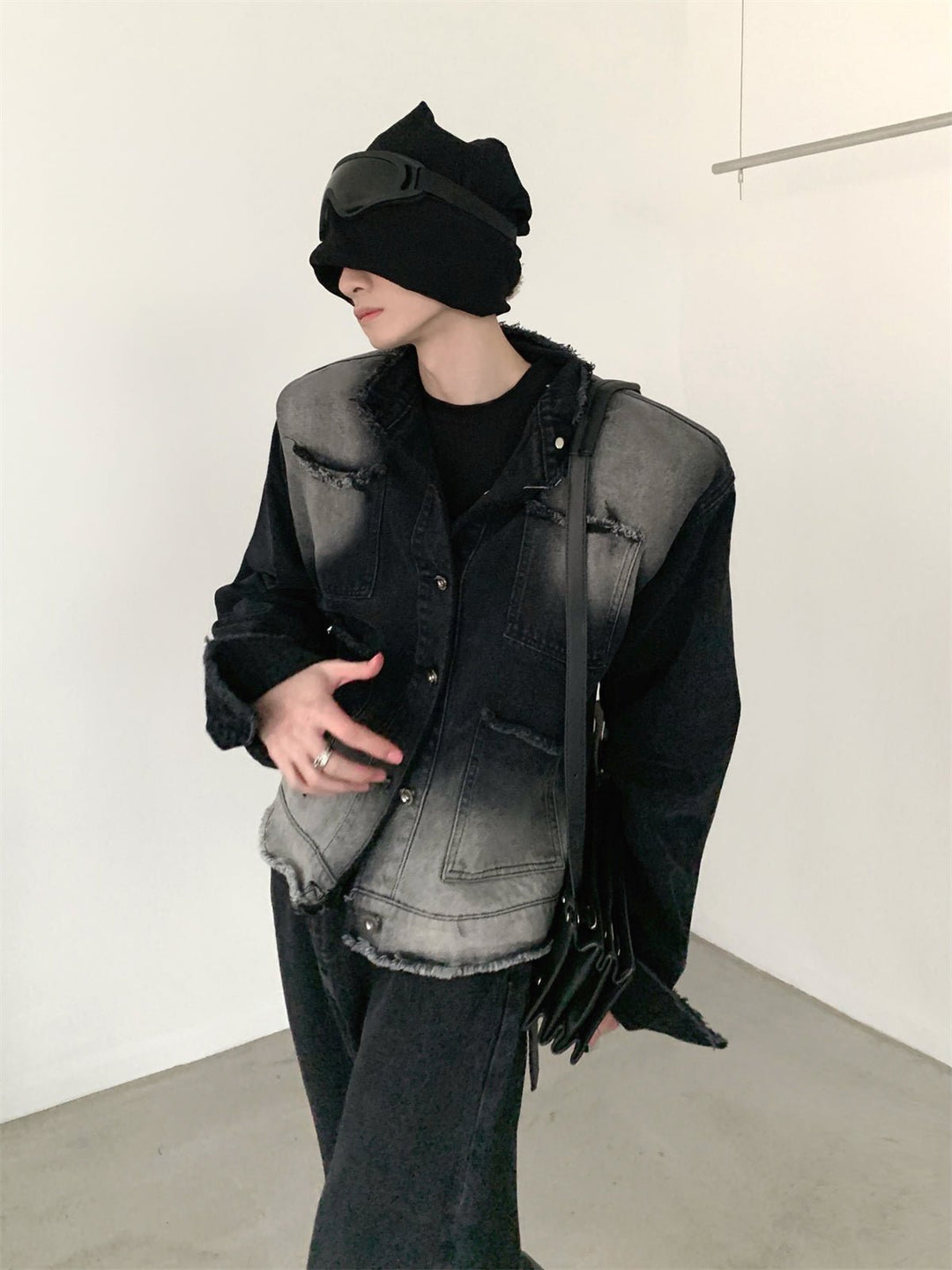 shoulder pad denim jacket sinclub0751