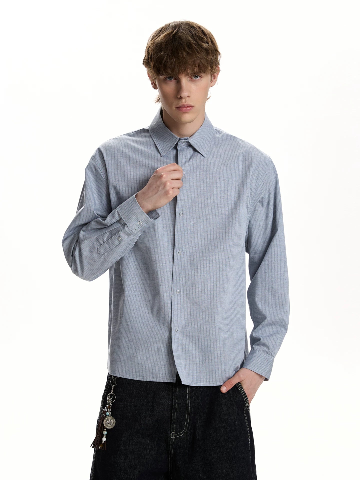 Striped long-sleeved shirt high-end casual inner bottoming shirt WY040