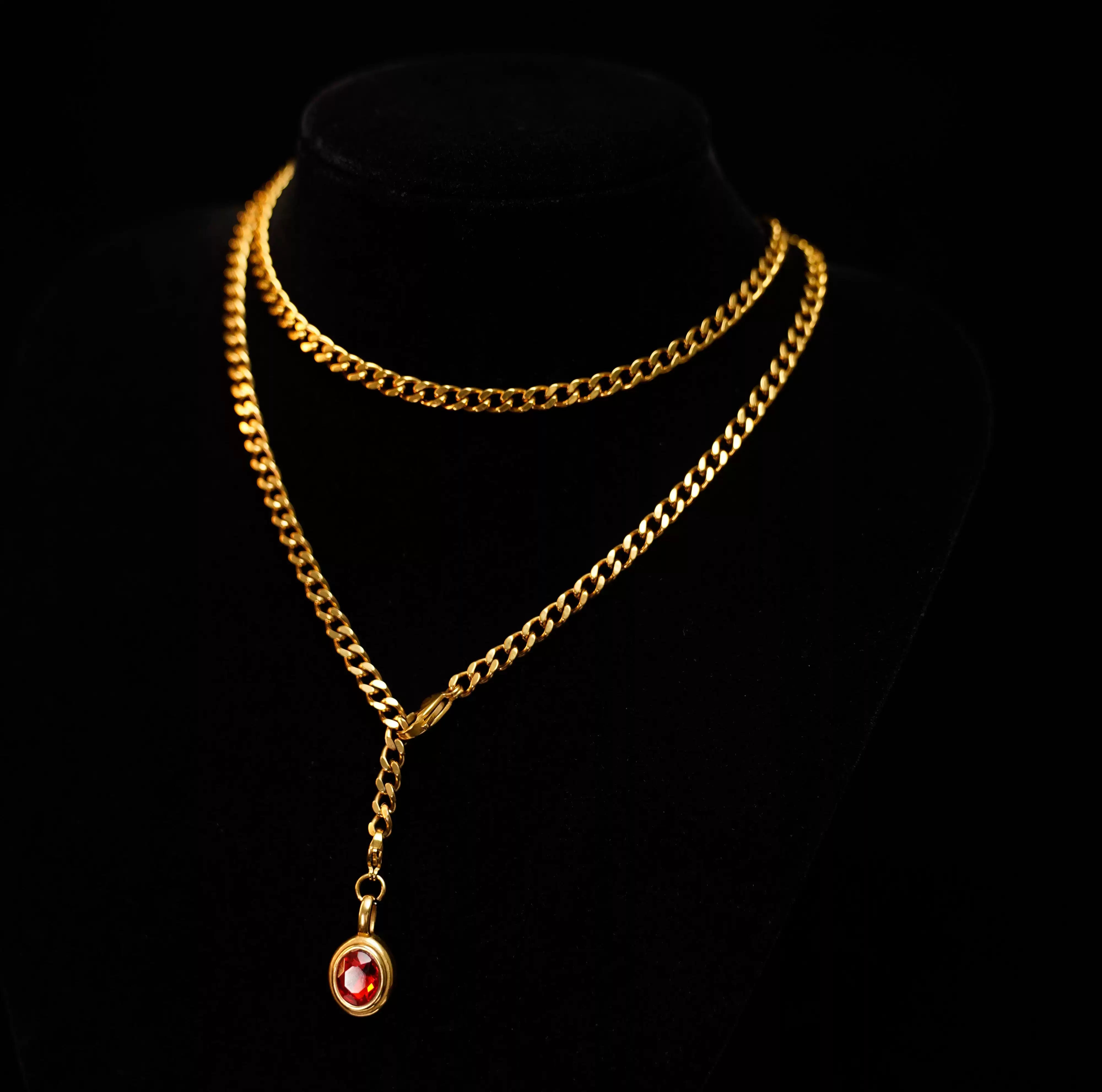 Slide chain heart ring punk rock exaggerated Cuban long necklace WY067