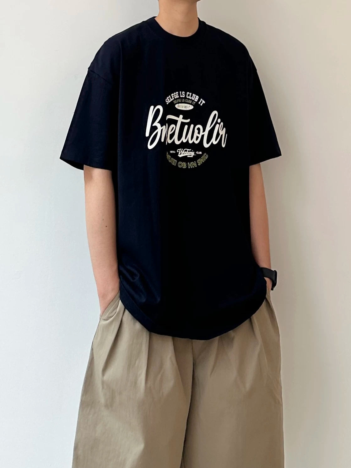 American retro letter print short sleeve t-shirt for men SIN086