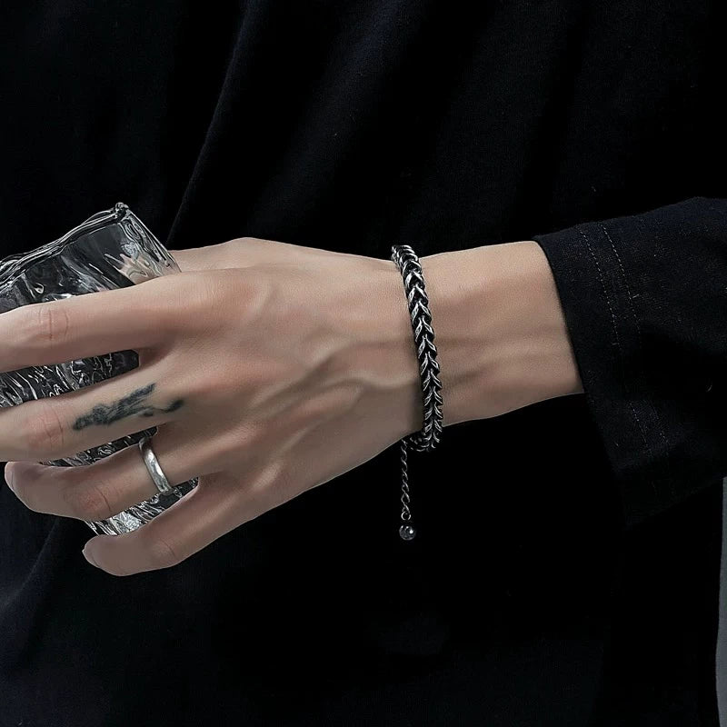 Men's bracelet - premium, minimalist, stylish, trendy, hip-hop, european & american retro, titanium steel bangle WY8009