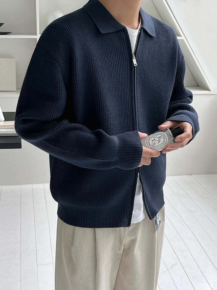 Old Money Wind Lapel Sweater Men's Autumn and Winter Loose Casual Jacket Korean Commuter Simple Knitted Sweater