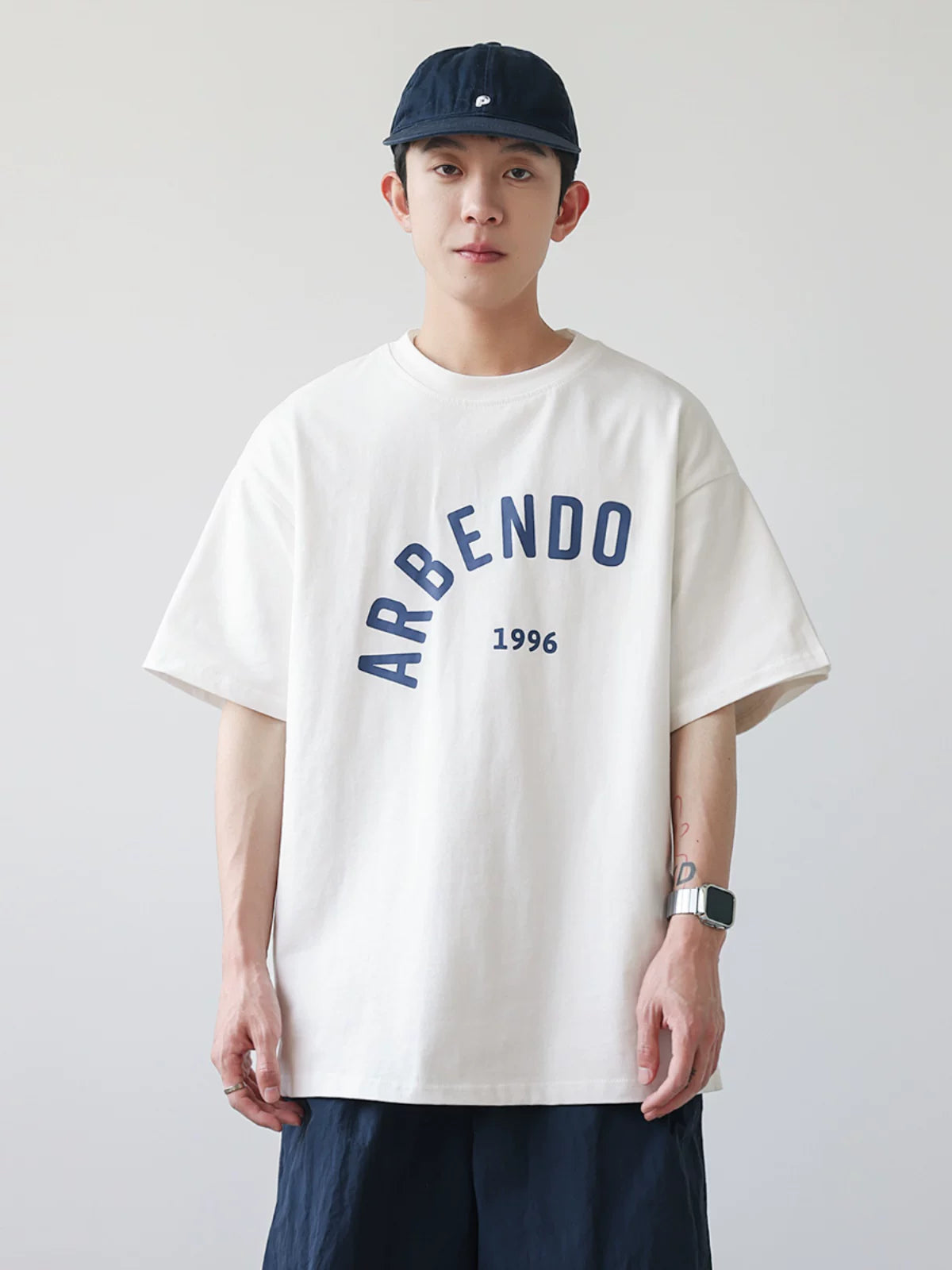 American casual short sleeve t-shirt - men's loose fit, 100% cotton, letter print SIN087