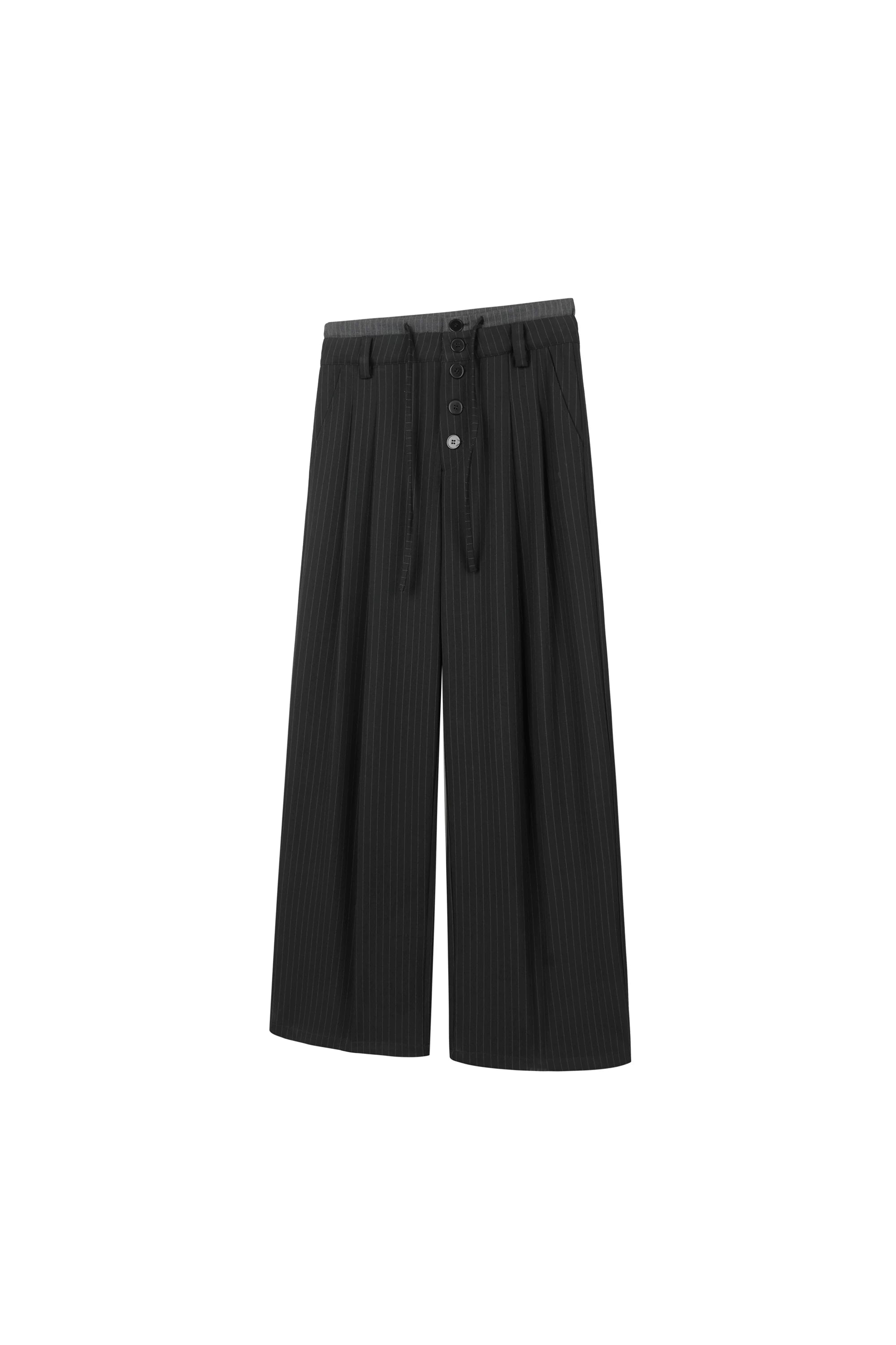 Stripeshigh waist women's button tie back kendo pants casualloosepants men's sinclub6595