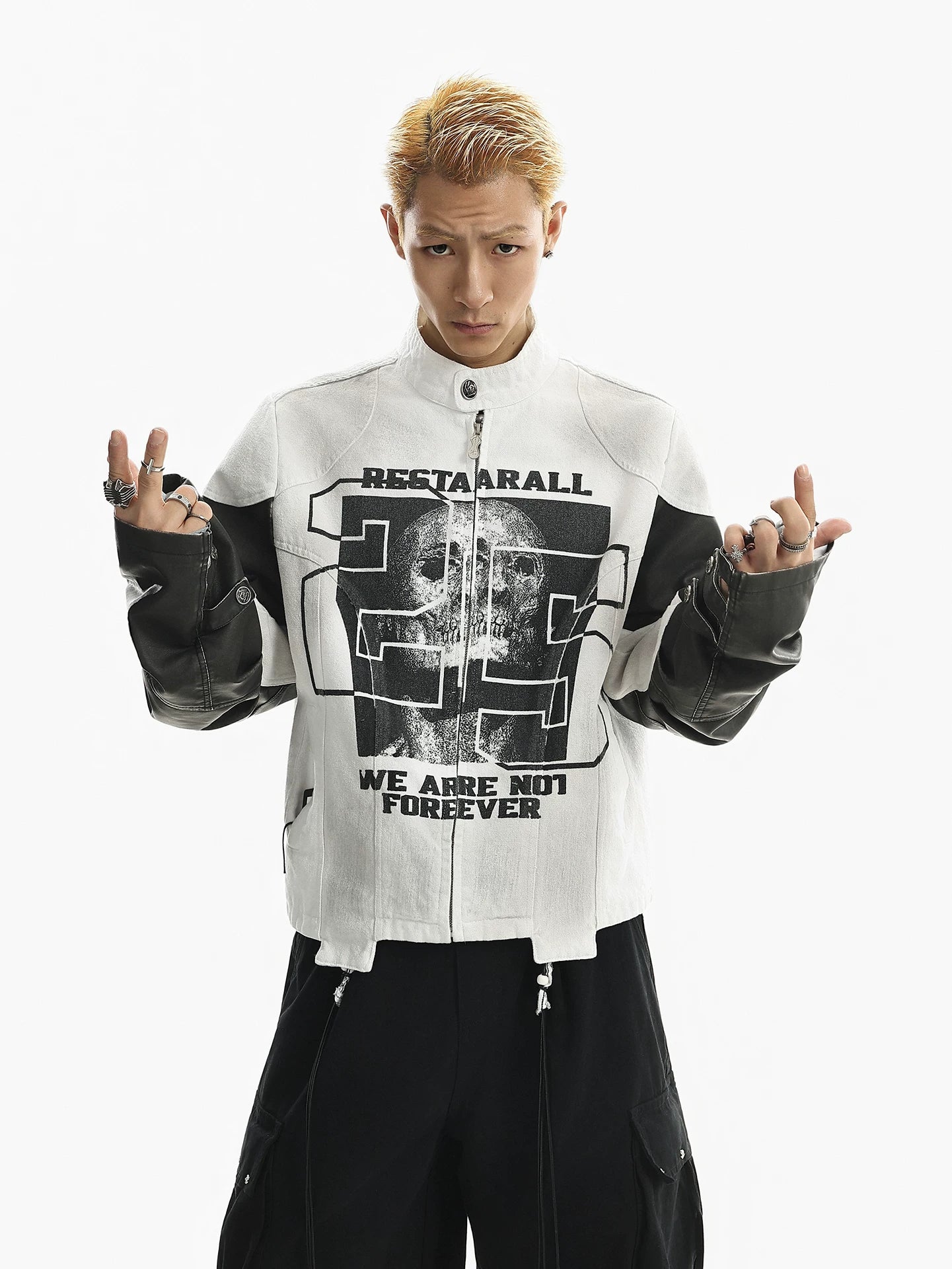 American streetwear skull print stand collar jacket - men's spring cool & edgy premium motorcycle style cropped outerwear sinclub6549