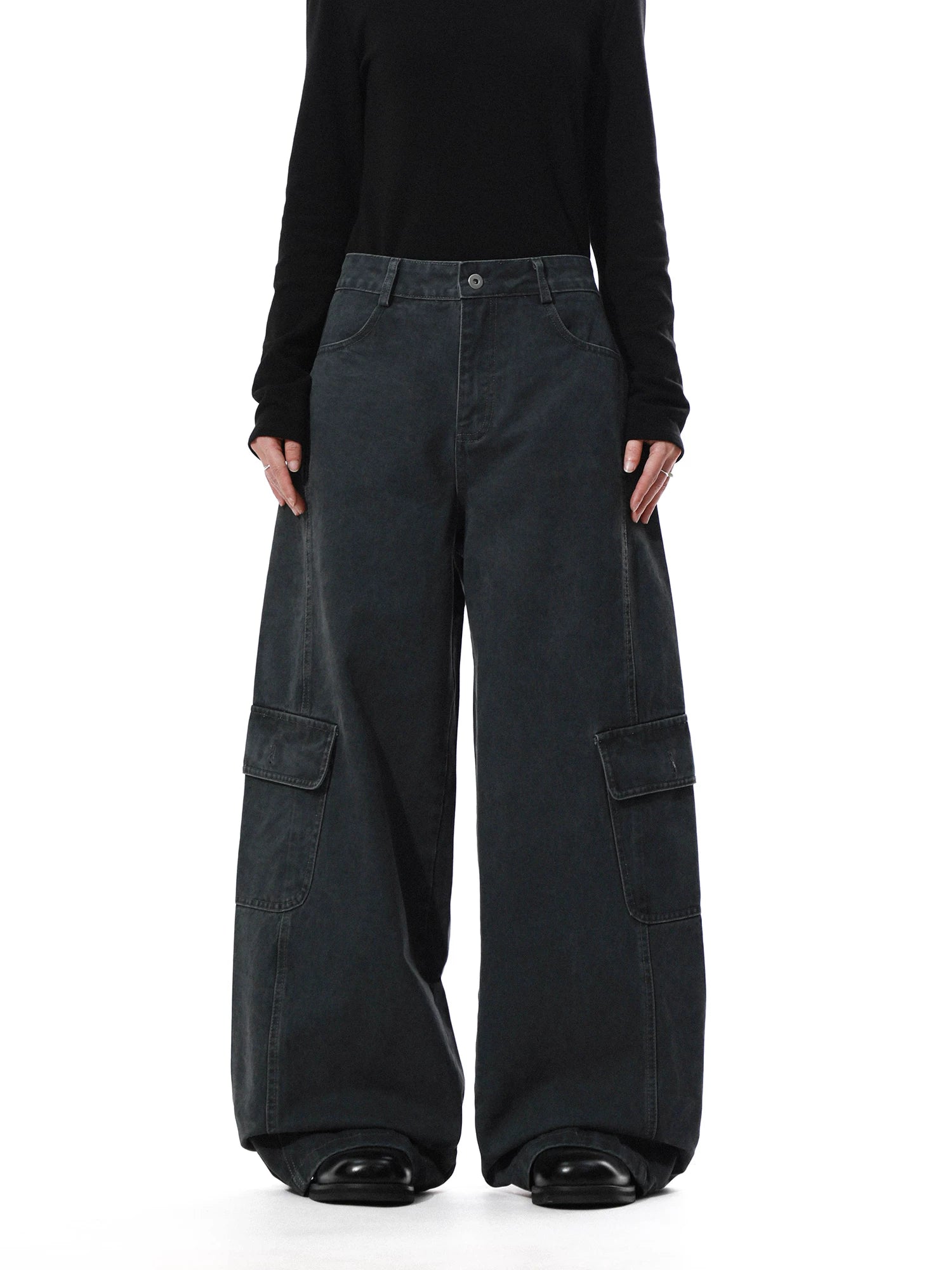 American retroworkwear loose pants men's loose large flap pocket pantssense of designcasualpants trendy sinclub6852