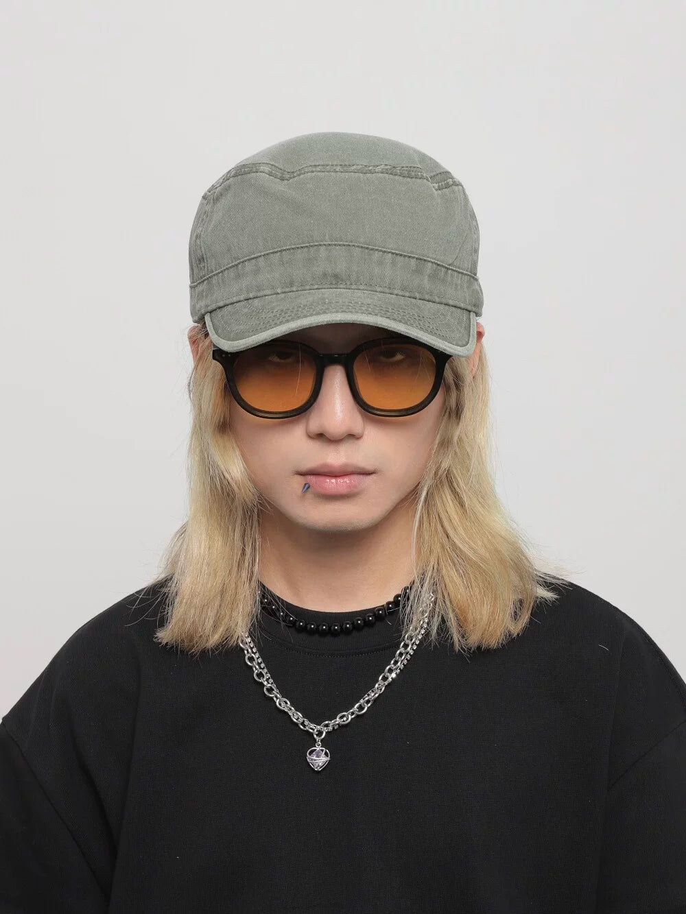 Large head circumference flat top hat washed distressed outdoor short brim plus size peaked cap trendy