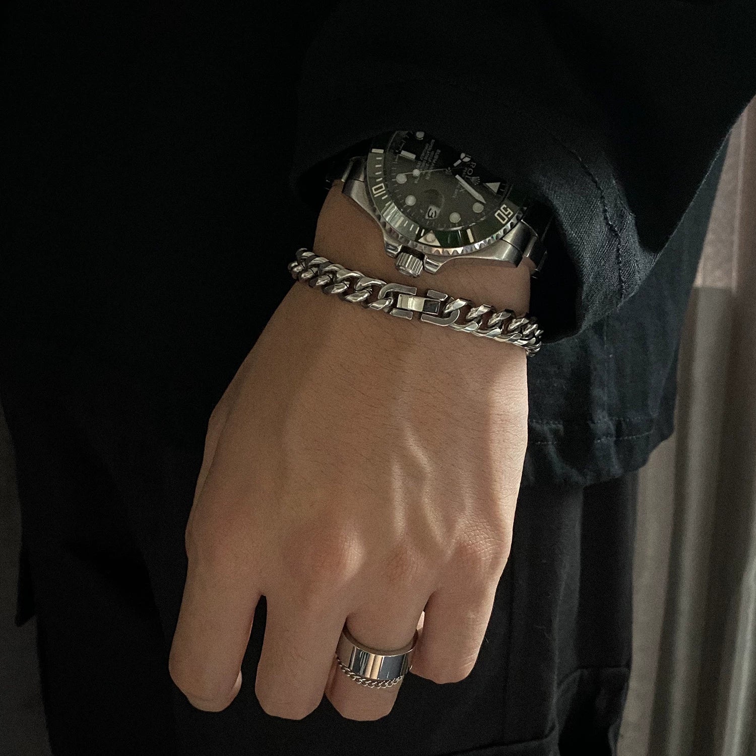 Cuban link chain trendy versatile minimalist bracelet titanium steel jewelry SIN036