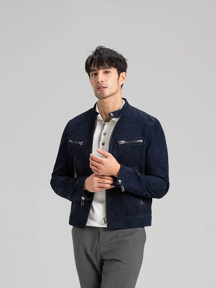 3d tailored south african crossbred goat suede windbreaker jacket - genuine leather outerwear for men sinclub0691