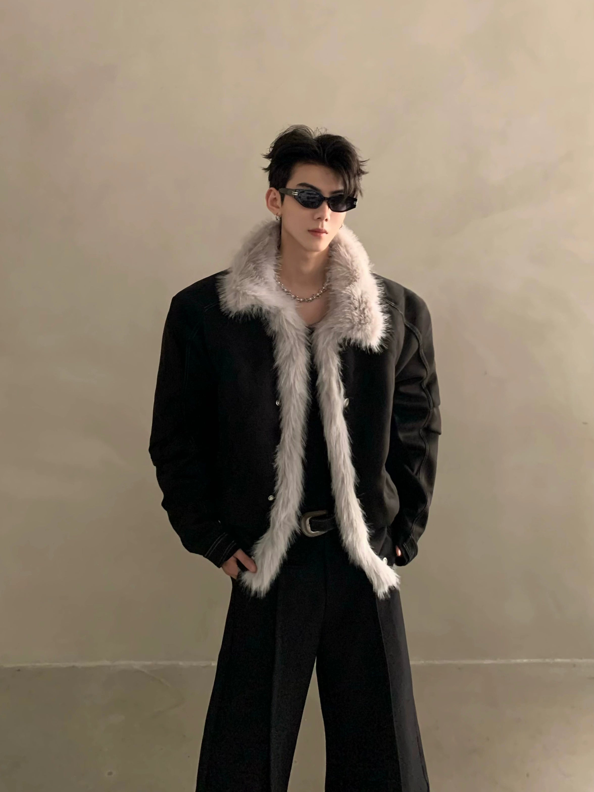 Winter niche high-end sense big fur collar seat mountain carving coat men's thickened warm jacket cotton clothes tide