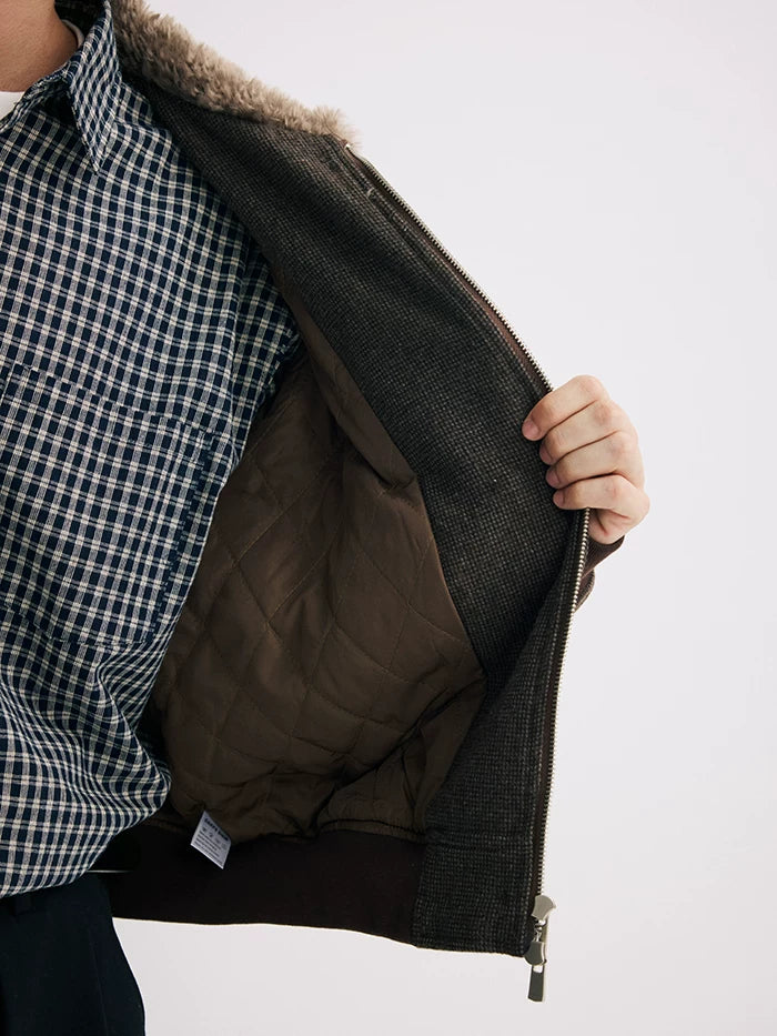 Short wool collar cotton jacket cleanfit lapel retro wool thick outwearjacket SIN0886