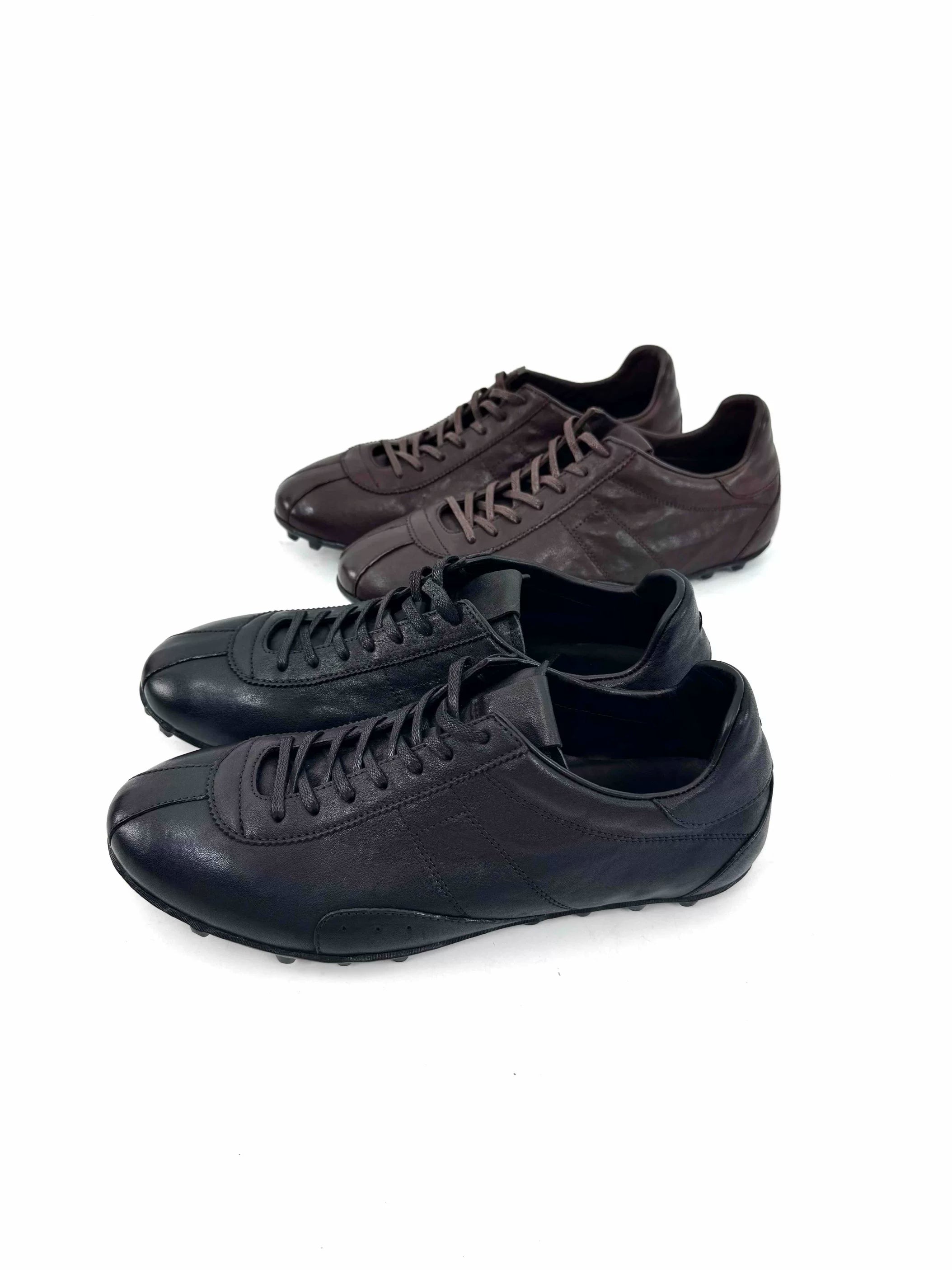 Washed cowhide retro distressed hand-sewn work clothing thin-soled german training shoes for men