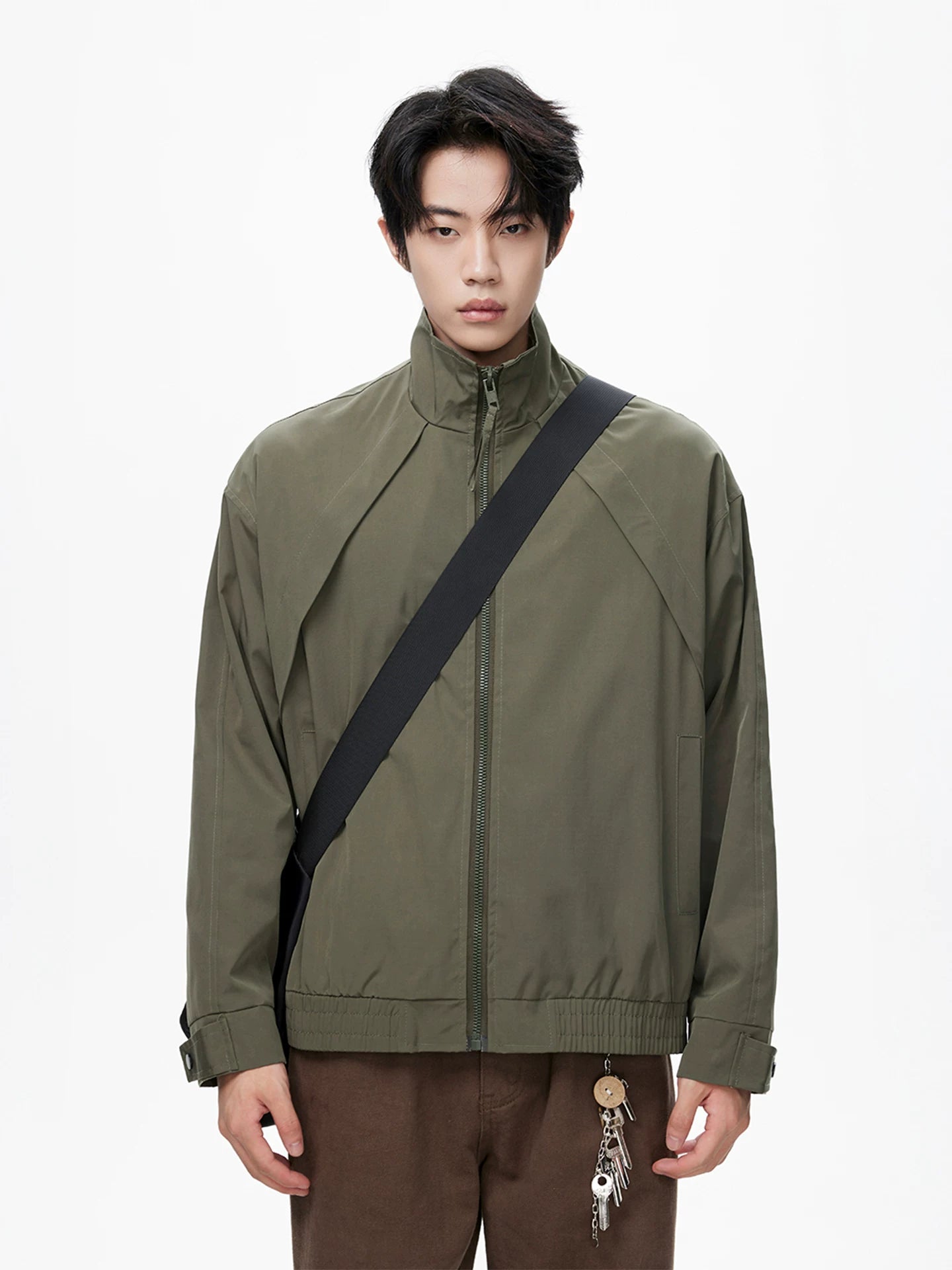 Jacket Men's Short Stand-up Collar Splicing Jacket Outdoor Loose Jacket WY076
