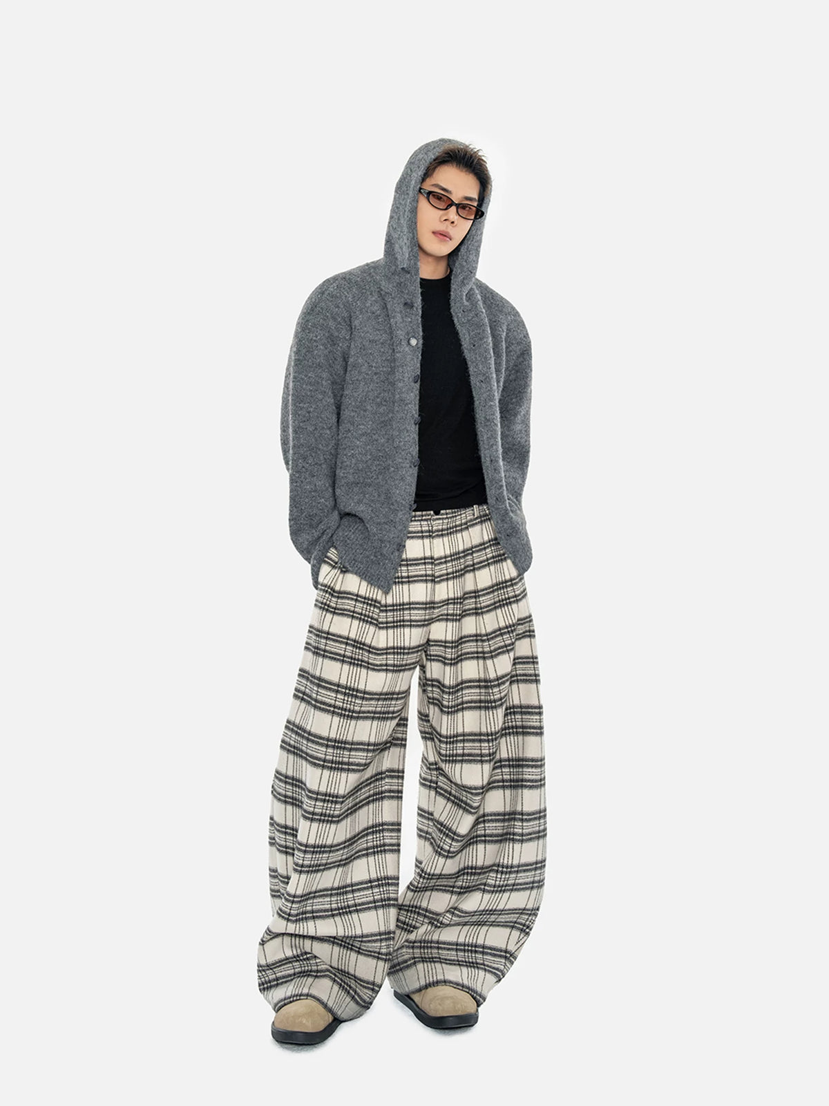 Wool Blend Hooded Knit Cardigan Jacket for Men-sinlcub71