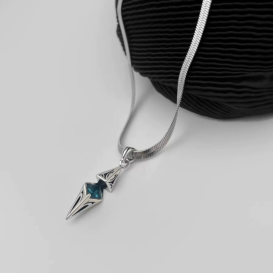 Starburst aquamarine zircon clavicle chain