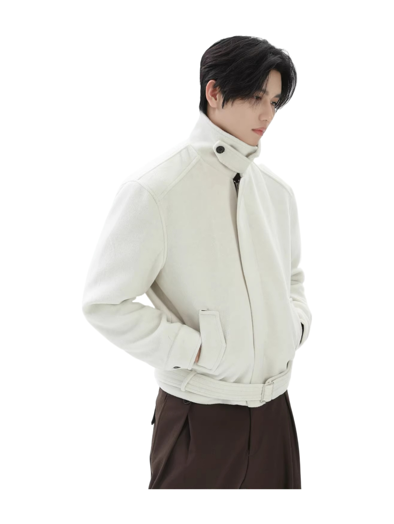 Right shoulder short and wide silhouette woolenjacketoutwear SIN0897