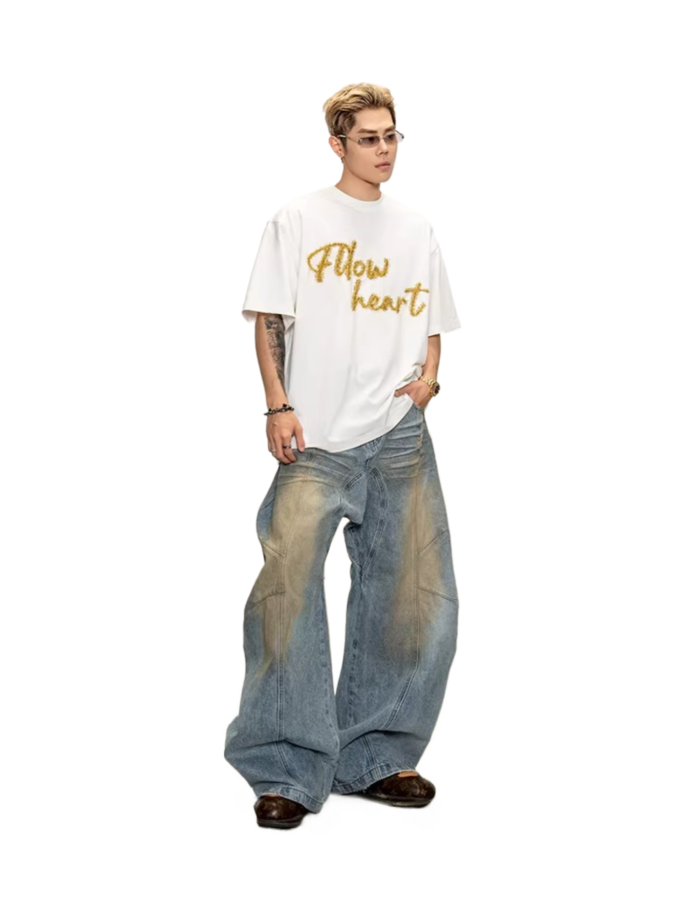 Follow your heart: shimmering embroidered cotton short-sleeve tee - summer's relaxed, structured, and versatile top