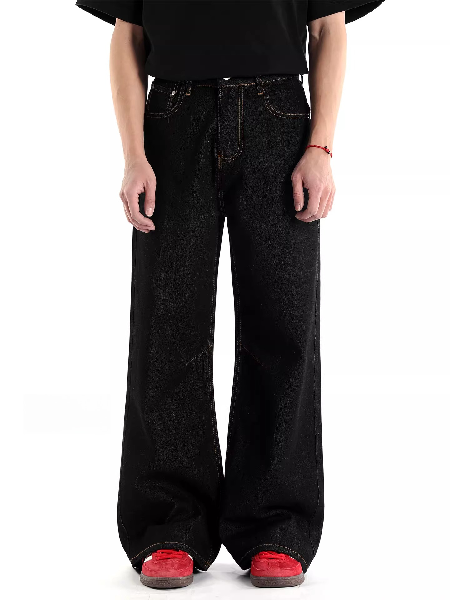Retro raw cow black straight-leg wide leg loosejeansmen's spring year of the horse limited casual style pants