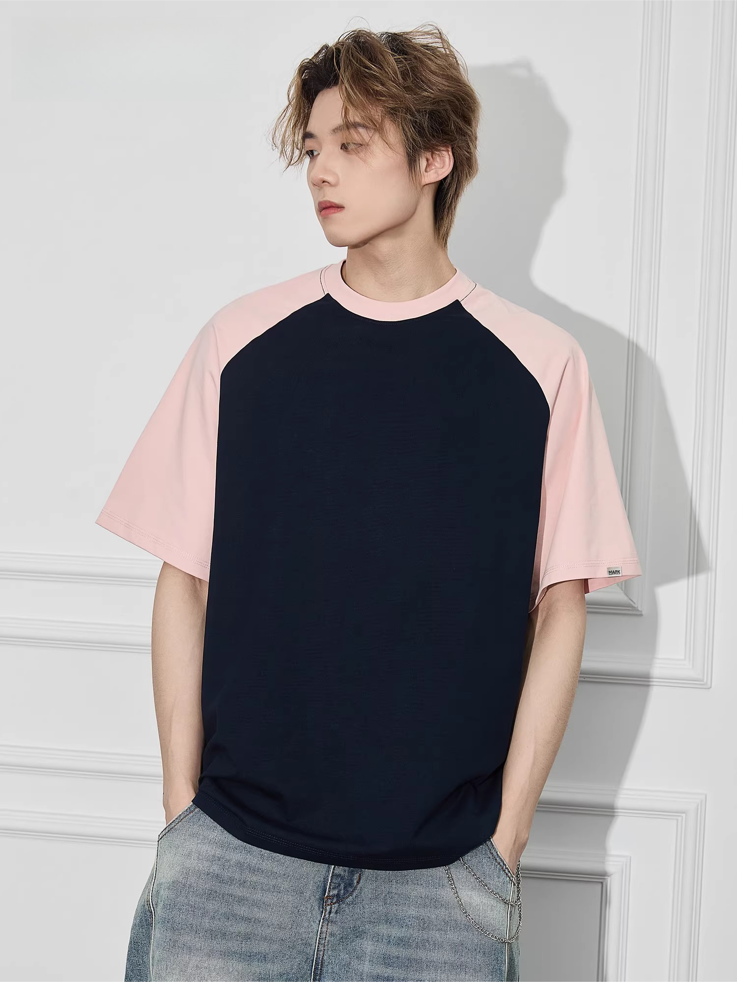 Men's short-sleeve t-shirt - new summer collection: loose fit, trendy brand, lightweight crew neck, couple's style, raglan sleeve top SIN090