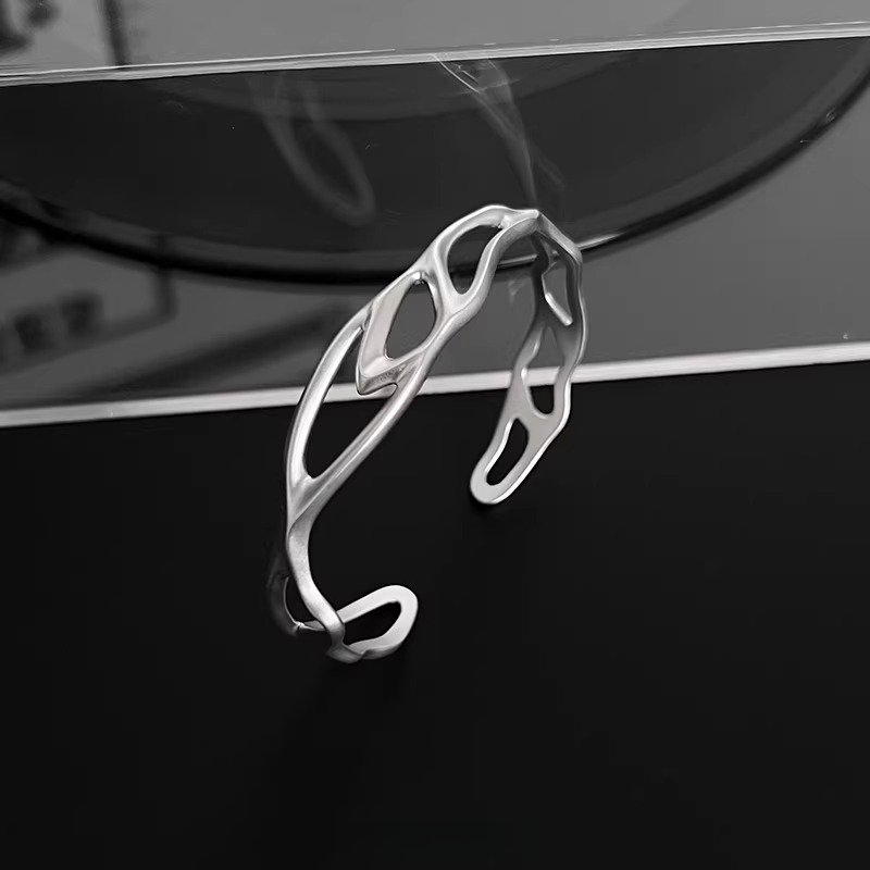 Original extinction series y2k sterling silver bracelet - unisex couple's design, high-end feel, adjustable bangle