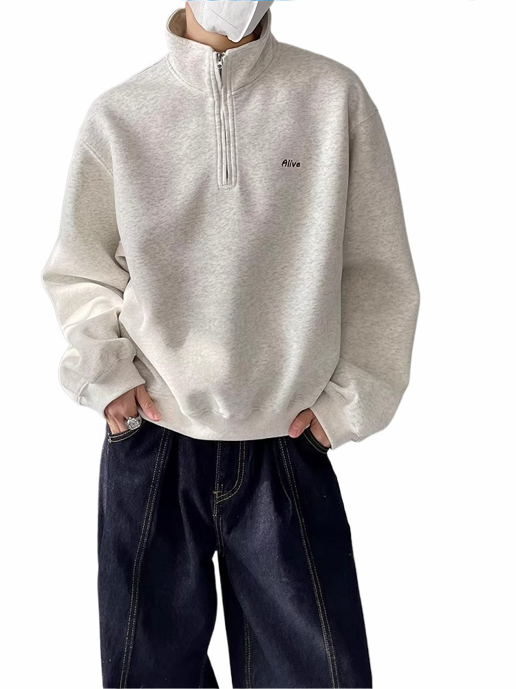 Retrocleanfit ultra short half collar loosesweatshirt SIN0832