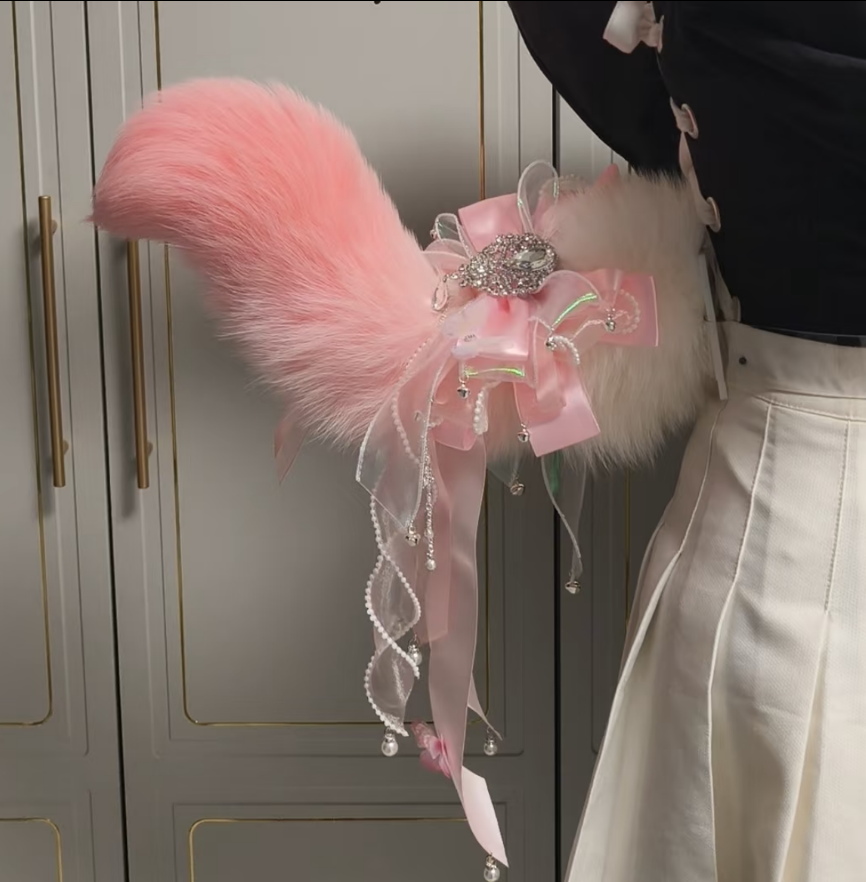 Voice-controlled electric tail, real fur fox wolf tail, smart remote control cosplay prop, anime character fluff