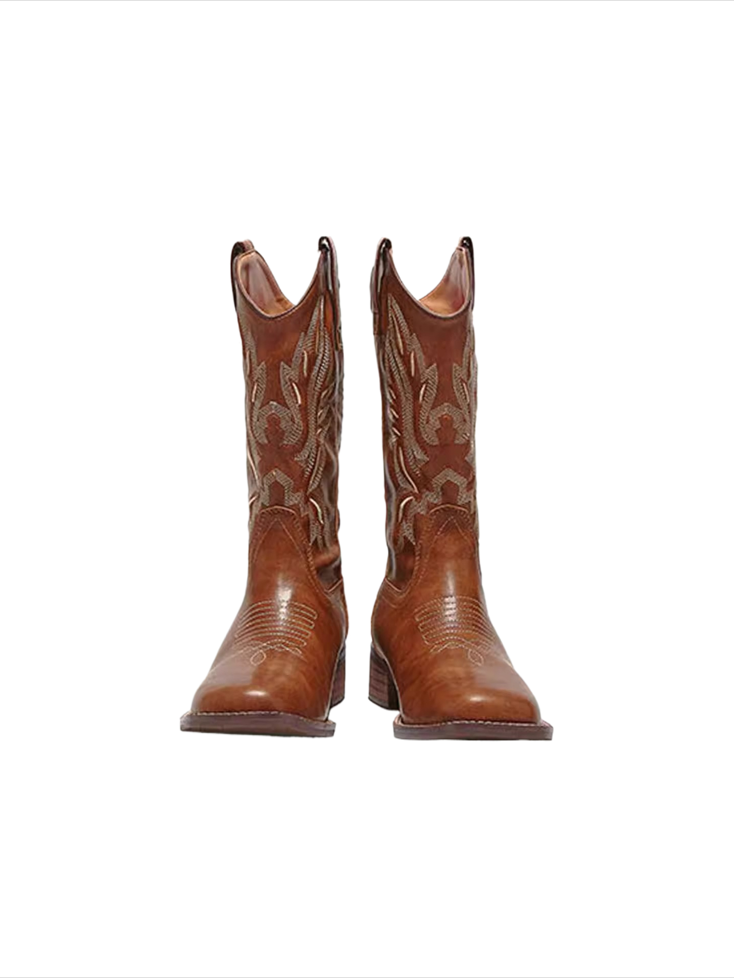 Genuine leather retroembroider western cowboy boots square toe thick heel knee sock knight boots casual men's leather boots