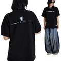 Original niche black american letter print high street short sleeve t-shirt  SIN048