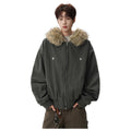 American retro fur collar seat mountain carved cotton coat men's winter new trendy brand advanced sense thickened pie overcome cotton coat
