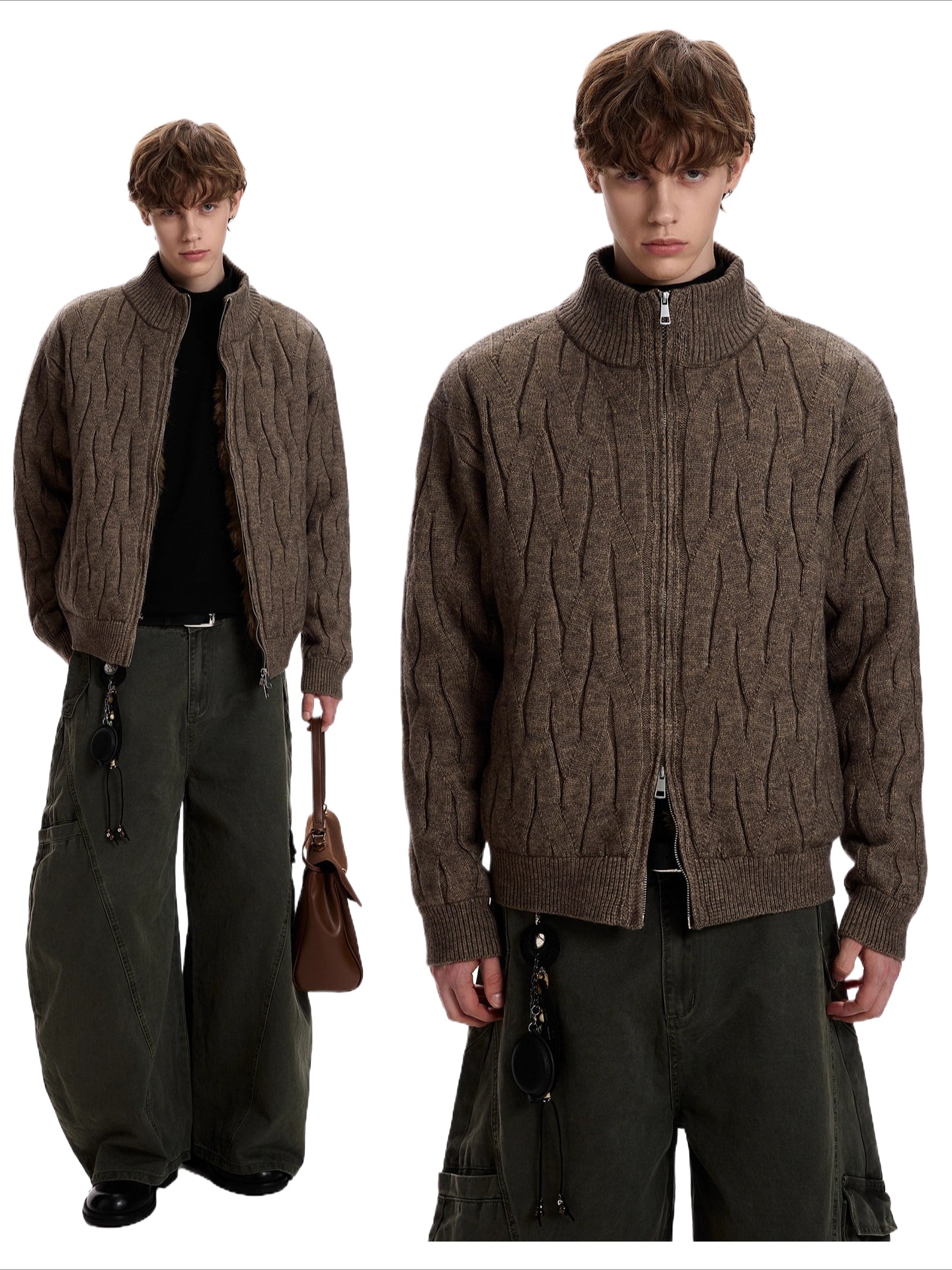 American twisted knitted sweater jacket SIN0960