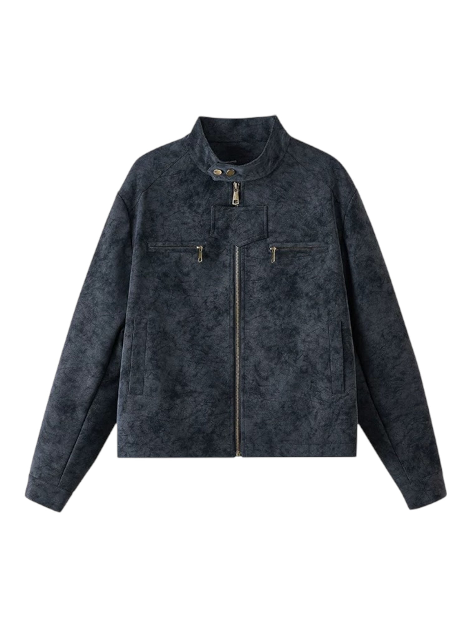 [DAZHONGMA] DYED CROPPED FAUX LEATHER JACKET st5031