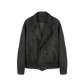 Suede double horn button gun lapel flat lapel bomber jacket outwear men
