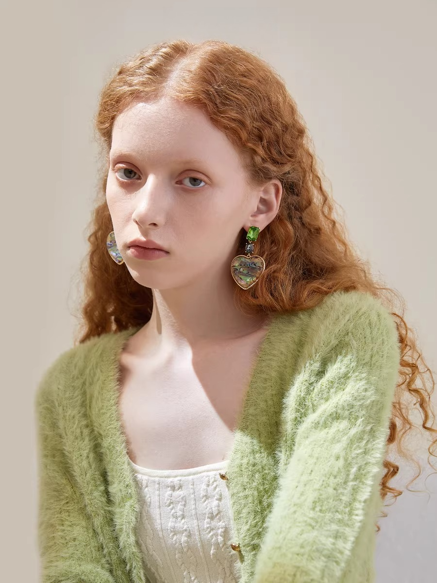 Love oil painting earrings female baroque stud earrings 925 silver needle earrings WY026