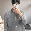 Autumn long-sleeved striped shirt men sinclub9114