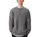 American henry collar gray cable sweater for men  SIN005