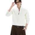 Heavyweight solid color half-zip knit top  SIN0896