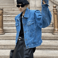 [ArguE CulturE] pleated design shoulder pad denim jacket st1645