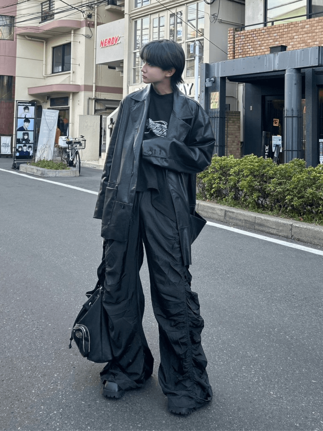 [n40mz] shirring wide-leg long pants st1002