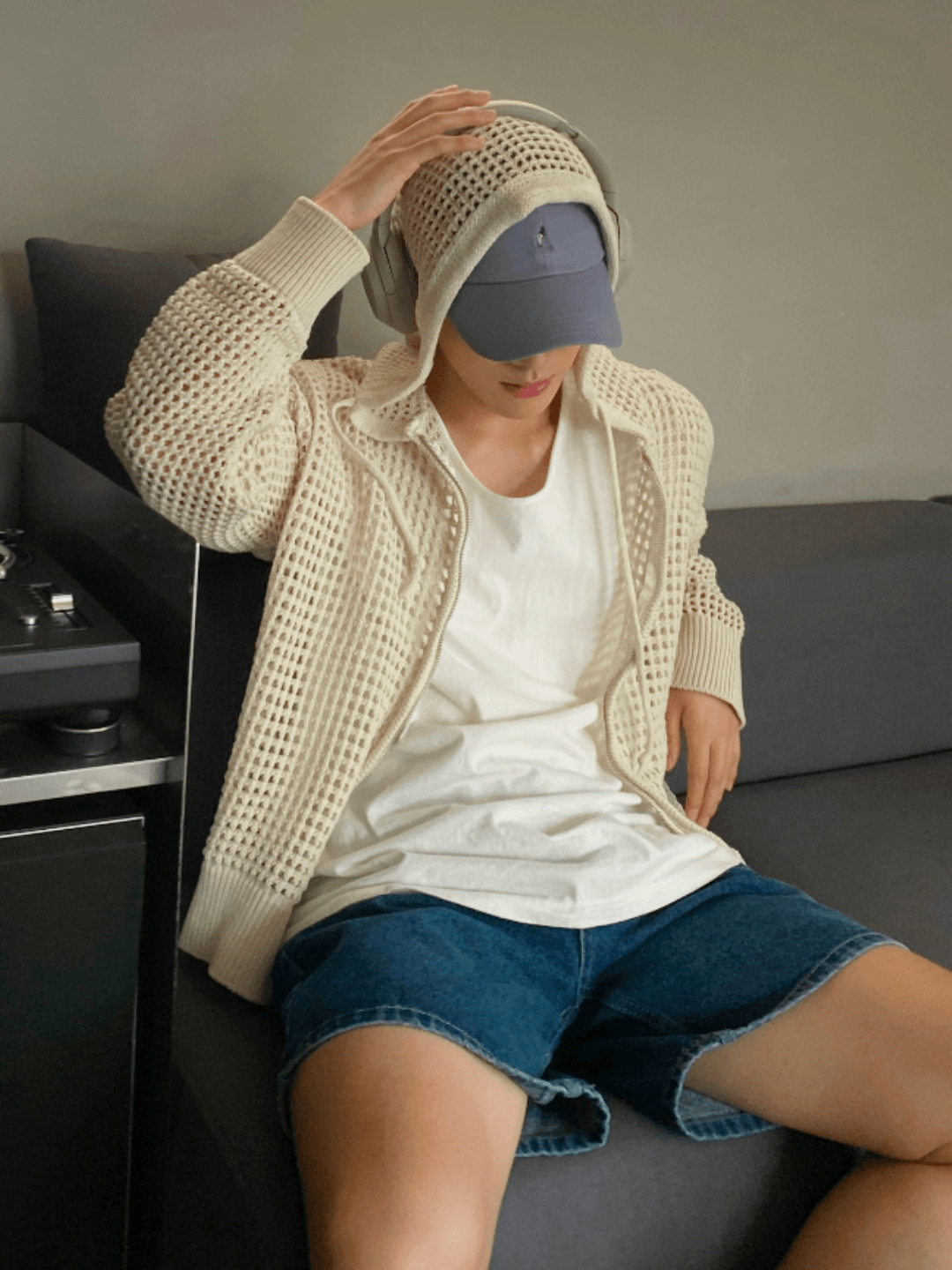 Trendy mesh hoodie st1204