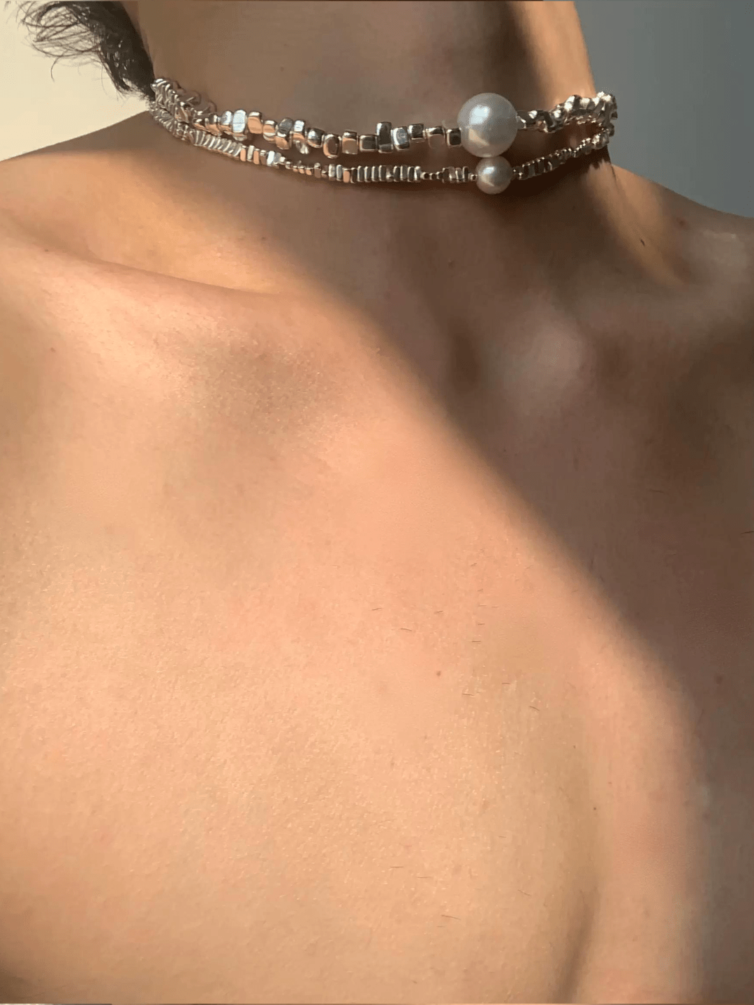 pearl jewelry simple silver necklace st2297