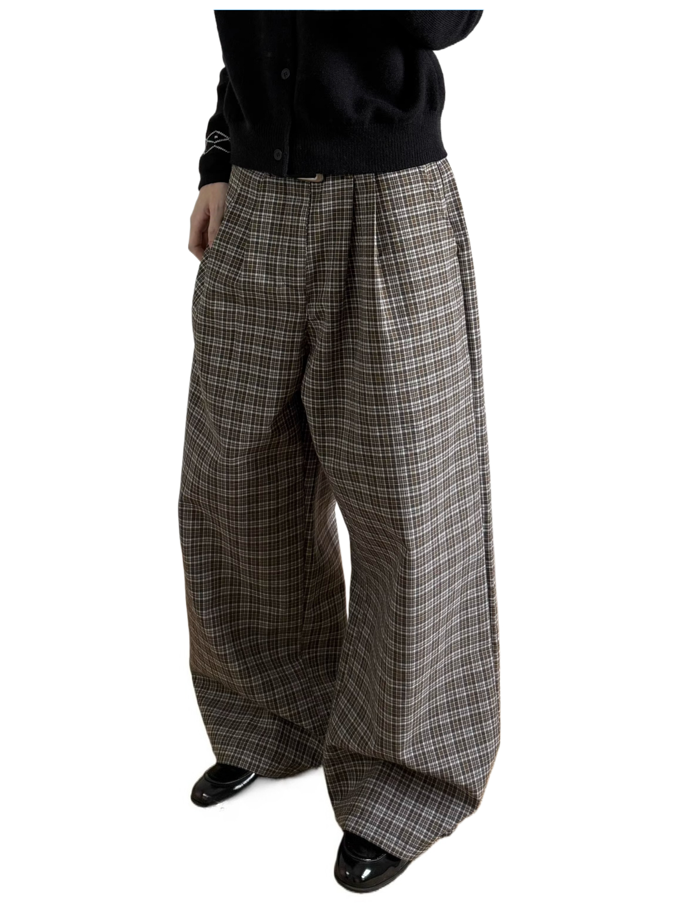 Old money style khaki grids texture casual pants work clothingeasiest for match trousers SIN0879