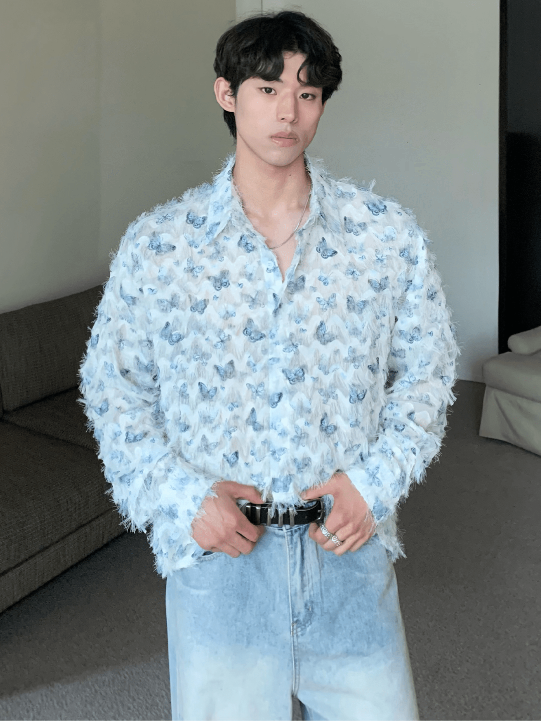 [CUIBUJU] Butterfly Design Shirt st2056