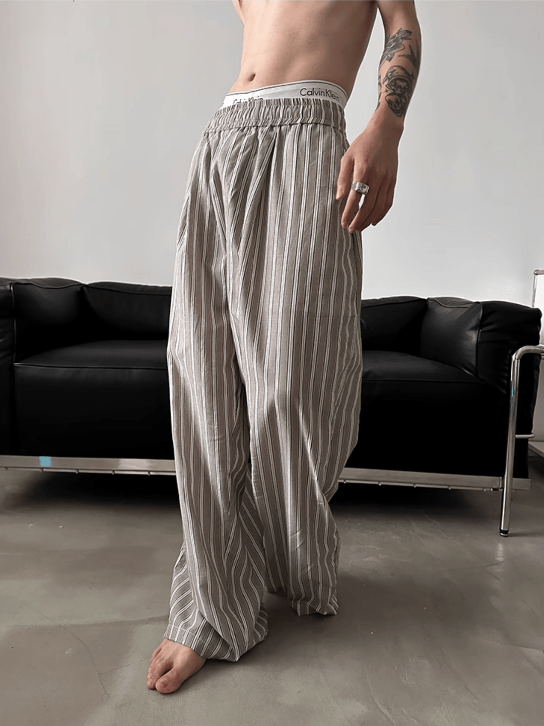 [GENESISBOY] striped cotton loose pants st2077
