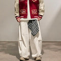 Large size men's spring new high street canvas removable square scarf curved knife casual pants