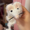 Pure white plush mouse hanging ornament