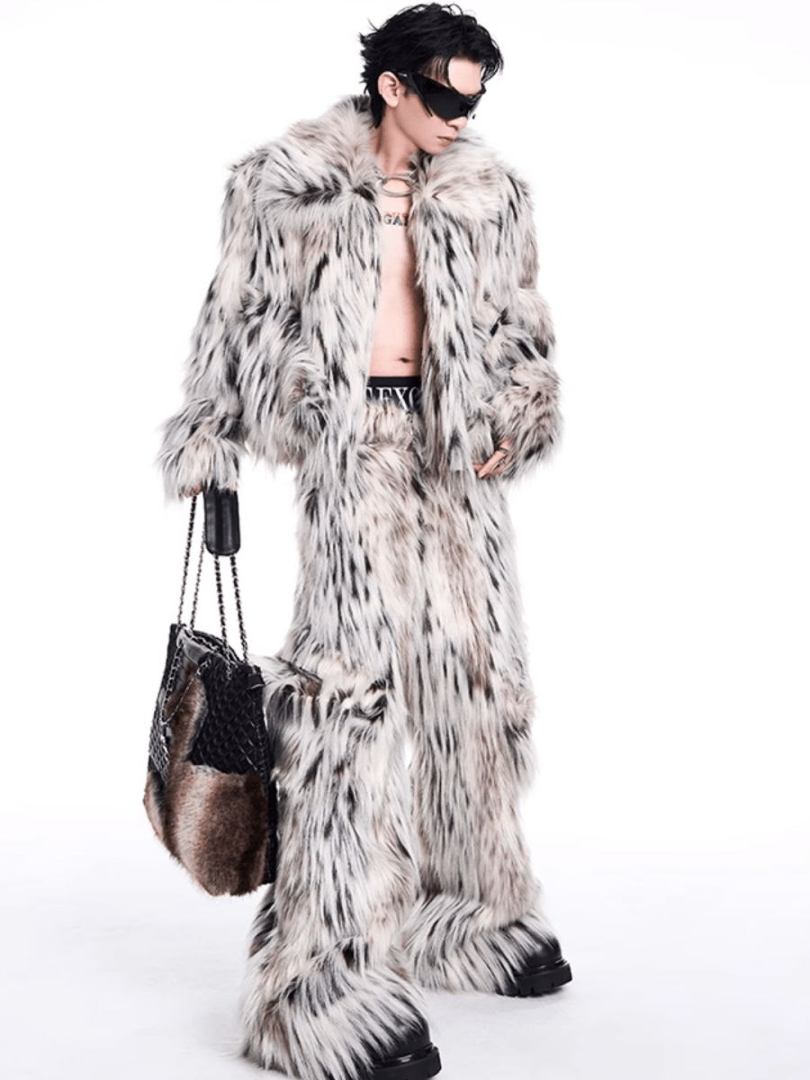 [STARTEXCEEDEND]niche fur furry casual jacket + bottoms st2798